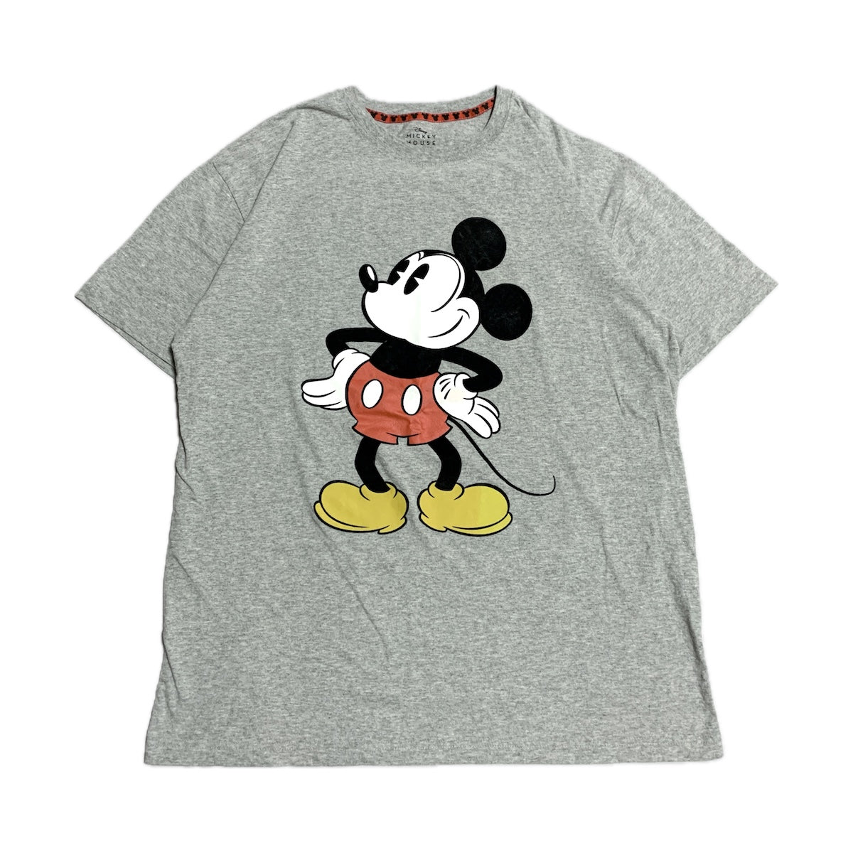 ディズニー Disney Tシャツ ミッキー ビッグプリント グレー メンズXL