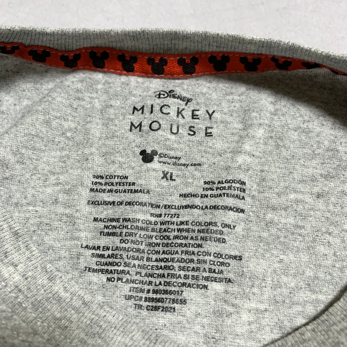 ディズニー Disney Tシャツ ミッキー ビッグプリント グレー メンズXL
