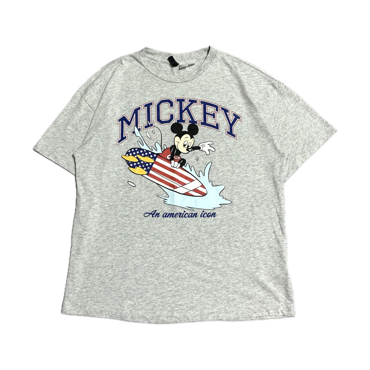 ディズニー Disney Tシャツ H&M ミッキー ライトグレー メンズS