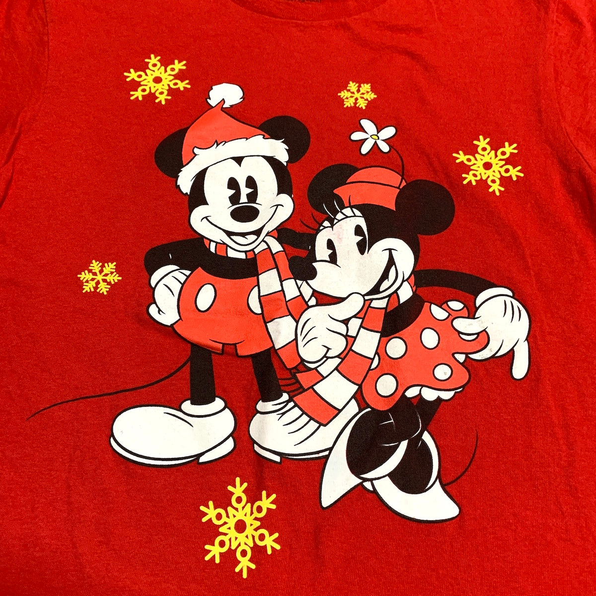 ディズニー Disney Tシャツ ミッキー ミニー レッド メンズS