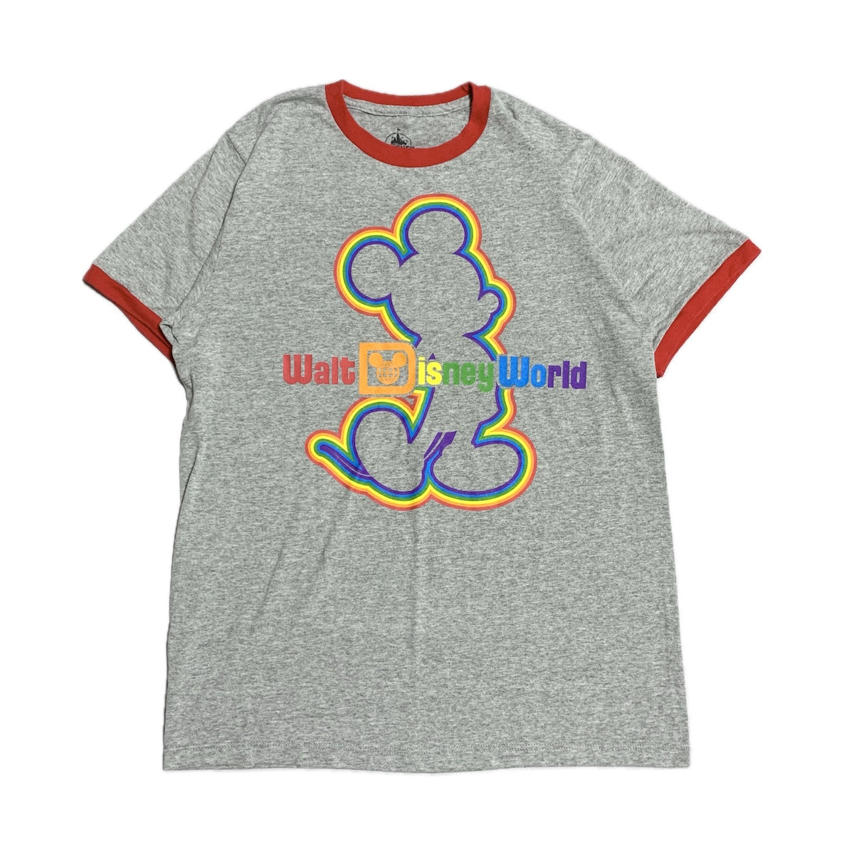 ディズニー Disney Tシャツ ミッキー リンガーT グレー メンズM