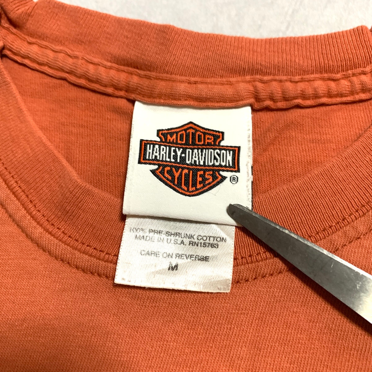 ハーレーダビッドソン Harley-Davidson Tシャツ USA製 ヘインズ オレンジ メンズM