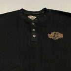 ハーレーダビッドソン Harley-Davidson ロンT サーマル ヘンリーネック ブラック メンズXXL