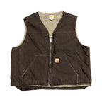 カーハート Carhartt ダックベスト 裏地ボア ブラウン メンズXL
