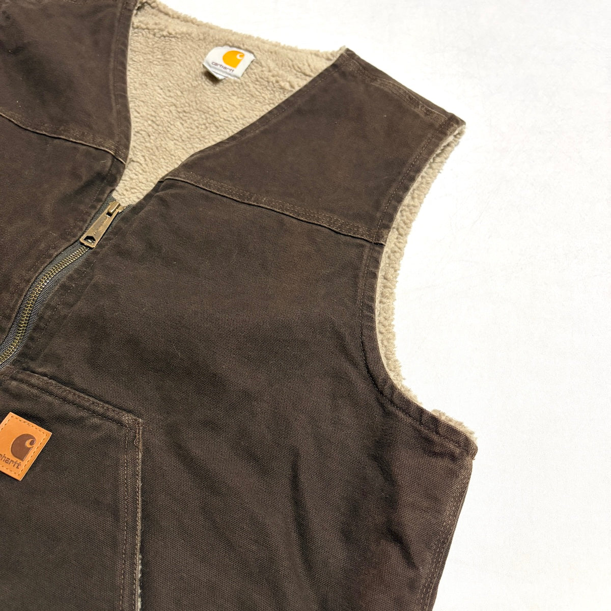カーハート Carhartt ダックベスト 裏地ボア ブラウン メンズXL – 古着