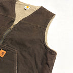 カーハート Carhartt ダックベスト 裏地ボア ブラウン メンズXL