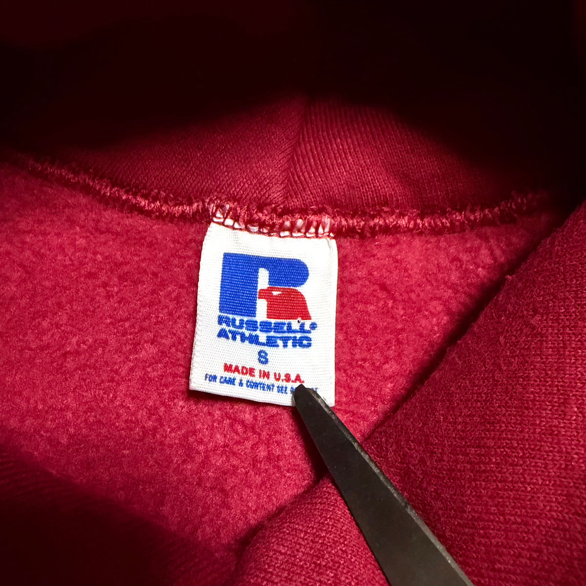 ラッセル Russell Athletic パーカー 90s USA製 レッド 無地 メンズS