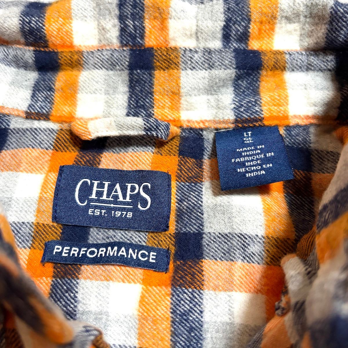 チャップス CHAPS 長袖シャツ ネルシャツ オレンジ メンズL